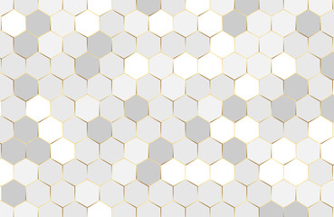 Modern white background textured with abstract hexagon pattern