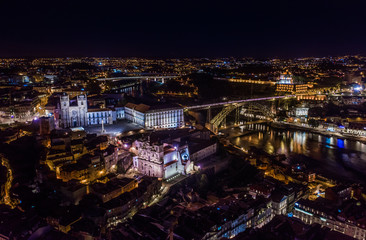 Porto in Portugal cityscape, aerial drone view