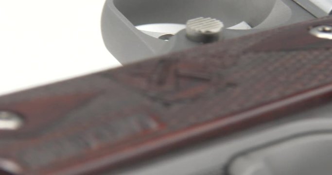 Hand Gun / Semi-Automatic Pistol - Barrel And Bullets - .45 Caliber - Rotating