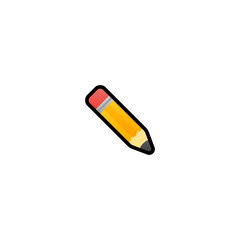 Pencil Isolated Realistic Vector Icon. Pencil with eraser Illustration Emoji, Emoticon, Icon