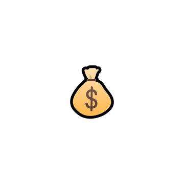 Money Bag Isolated Realistic Vector Icon. Dollar Symbol Illustration Emoji, Emoticon, Icon