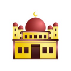 Illustration of a Mosque Building with a Dome