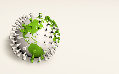 COVID-19 infection desease America Earth 3D green concept isolated