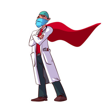 Colorful vector illustration of a doctor superhero