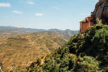 The Montserrat Mountain Spain. The Benedictine monastery of Santa Maria
