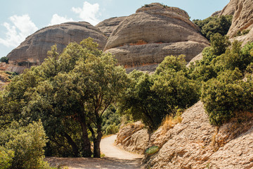 The Montserrat Mountain Spain. The Benedictine monastery of Santa Maria