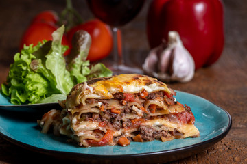 portion of lasagna on a plate