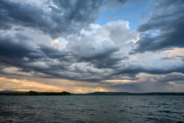 Sunset scene on lake