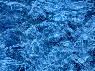 Winter. Freezing water with various patterns