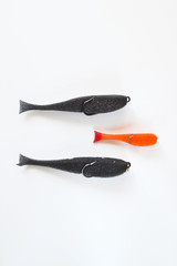 series object on white: isolated - foam-rubber fish