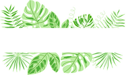 Tropical leaves. Tropical leaf frame for business, invitation cards. Monstera Leaves Vector Stock Illustration