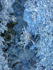 Winter. Freezing water with various patterns