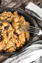 Bigos, a traditional Polish dish with cabbage.
