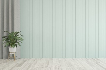 Blue empty room. Scandinavian interior design. 3D illustration