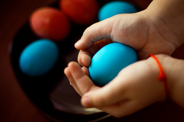 Easter eggs in children's hands