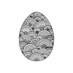 Vector illustration of Easter egg. Coloring page book antistress for adult and children. Easter egg with round ethnic mandalas inside