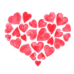 Heart made up of hearts. Greeting card for Valentine's Day.