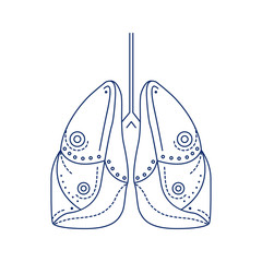 Bio artificial lungs black line icon. Prosthetic device that provides oxygenation of blood and removal of carbon dioxide from the blood. Pictogram for web page, mobile app, promo. Editable stroke.