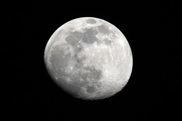Moon with black sky background at night