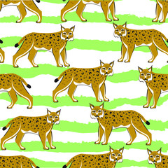 Lynx, animal, fashion vector seamless pattern. Concept for print, cards, wallpaper, wrapping paper 