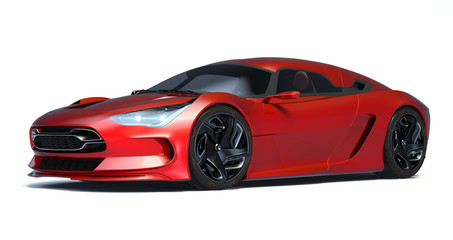 Fototapeta na wymiar 3D rendering of a brand-less generic concept car in studio environment