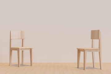 3D illustration, Chair on wooden floor