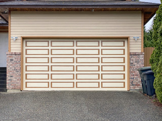 Garage door in modern house in Vancouver, Canada.