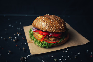 black burger fastfresh cheeseburger dinner lunch food snack burger 