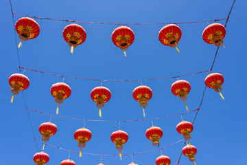 Fototapeta na wymiar Traditional Chinese Lantern decorations to celebrate the Chinese Lunar New Year, Thailand