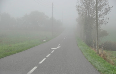 Fototapeta premium FRANCE ROAD. FOG. FALL.