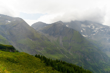 Naklejka premium Great view of the alpine green mountains.