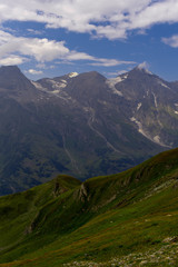 Great view of the alpine green mountains.