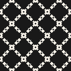 Vector seamless texture, monochrome geometric ornament pattern with diagonal carved lattice, chains, square grid. Dark abstract repeat background. Design for home decor, textile, fabric, cloth, covers
