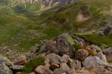 Great view of the alpine green mountains.
