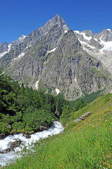 Italy - Aosta, Courmayeur and Mont Blanc - Walk and trekking surrounded by nature with snow , mountains, river and woods in which to relax