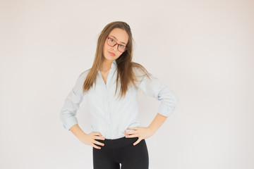 Beautiful young girl with glasses