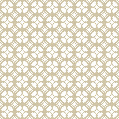Golden vector ornamental seamless pattern in Arabian style. Elegant white and beige texture with carved grid, lattice, floral figures, repeat geometric tiles. Moroccan style background. Luxury design