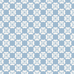 Elegant geometric seamless pattern with circular grid. Simple texture in pastel colors, soft blue and white. Simple abstract repeat background. Design for decoration, fabric, linens, textile, clothing