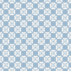 Elegant geometric seamless pattern with circular grid. Simple texture in pastel colors, soft blue and white. Simple abstract repeat background. Design for decoration, fabric, linens, textile, clothing
