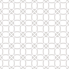 Delicate vector seamless pattern. Subtle texture with grid, net, mesh, lace, lattice, weave, cross lines. Simple abstract white and gray geometric background. Minimalist repeatable design for decor