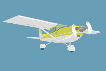 Small plane vector illustration. Single engine propelled aircraft.