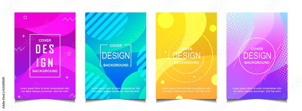 Aufkleber set of trendy gradient cover design abstract background template with dynamic soft colorful and wavy