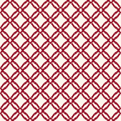 Naklejka premium Grid pattern. Vector abstract geometric seamless texture with square mesh, net, lattice, diagonal cross lines. Elegant dark red and white background. Luxury repeat graphic ornament. Repeatable design