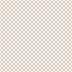 Subtle vector geometric seamless pattern with small diamonds, tiny stars, rhombuses. Simple minimalist blue and beige background. Abstract minimal texture. Repeat design for decor, fabric, wallpapers