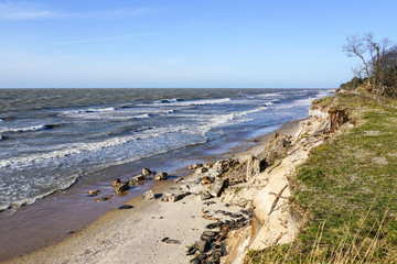 erosion of the Baltic Sea coast by strong winds