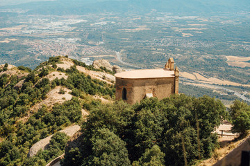 The Montserrat Mountain Spain. The Benedictine monastery of Santa Maria