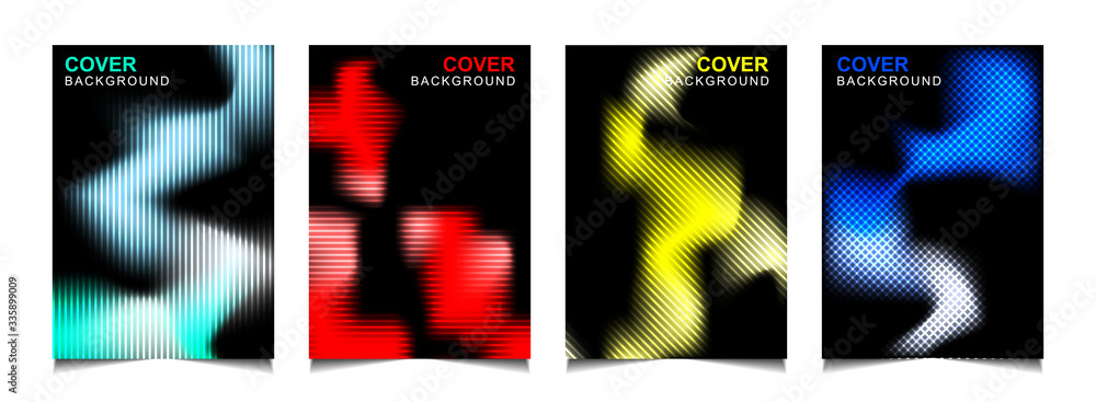 Aufkleber set of trendy gradient cover design abstract background template with dynamic soft colorful and wavy