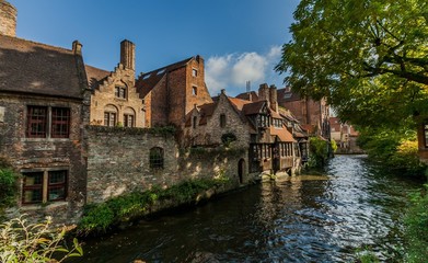 Classic view of the historic city center of Bruges