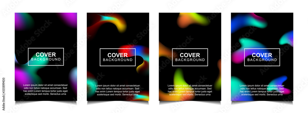 Poster set of trendy gradient cover design abstract background template with dynamic soft colorful and wavy