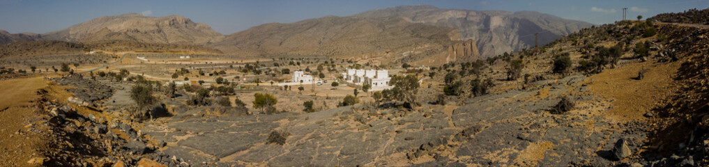 Fototapeta na wymiar Panorama view of village of Bald Sayt in the mountains of Oman